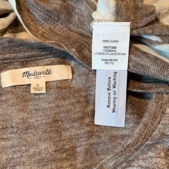 Madewell Linen Blend Striped 3/4 Sleeve Tee - Picture 8 of 8